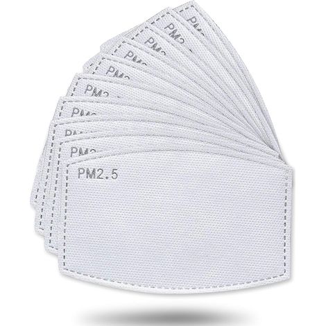 Lot de 50 filtres à charbon actif, tissu non tissé avec 5 couches de protection remplaçables P-M 2,5 pour femmes, hommes et enfants (1/5)