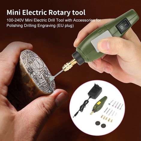 Mini perceuse électrique 100-240 V avec accessoires pour le polissage, le perçage et la gravure (prise UE) (1/5)