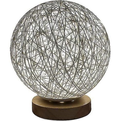 Lampe décorative LED, lampe de table en rotin à intensité variable USB, lampe de chevet rétro en métal (taille unique) (1/5)