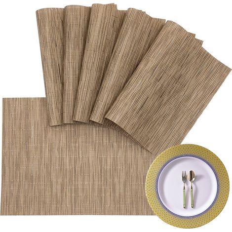 Ensemble de 6 Sets de Table en Vinyle Lavable - Résistants à la Chaleur - Faciles à Nettoyer - 17x12 Pouces (1/4)