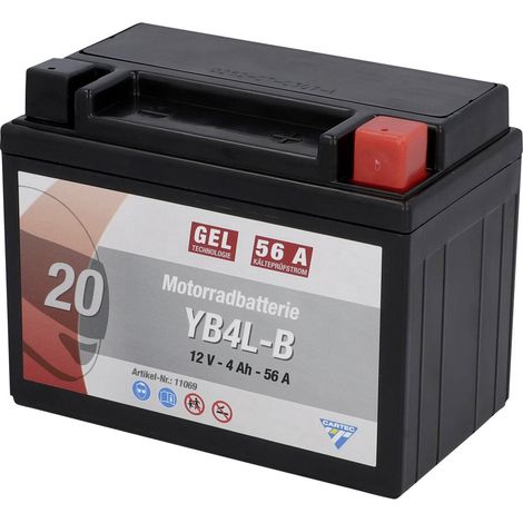 Cartec Gel Motorradbatterie YB4L-B 4Ah 120A Gel-Batterie
