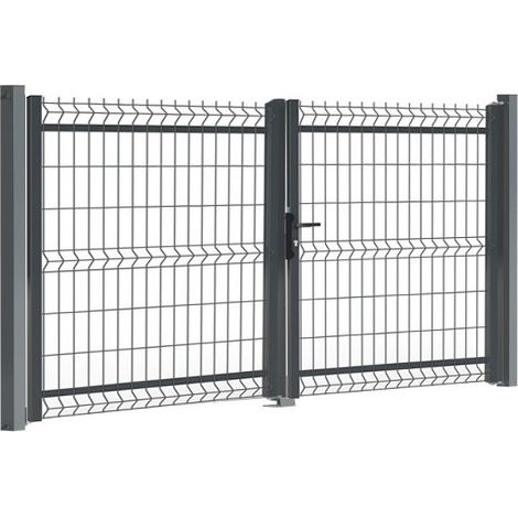 Portail Clôture Maille 200x50 SECUR18-3D L4000 x H2000 Gris RAL7016