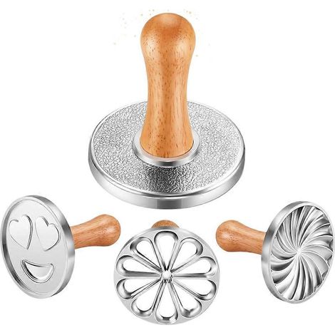 Lot de 3 emporte-pièces en métal pour biscuits de Noël avec manche en bois, accessoires de décoration de biscuits (1/5)