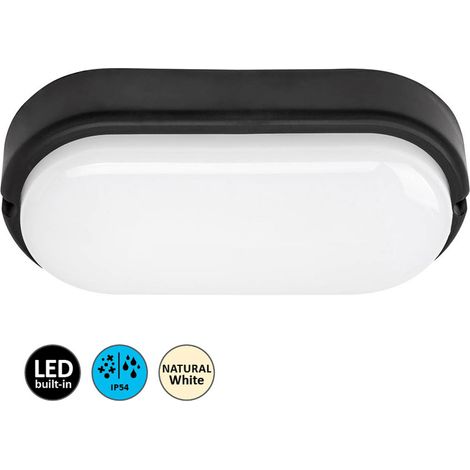 Plafond / lampe murale Hort LED en plastique 15W IP54 4000K L: 20 cm B: 5,5 cm H: 10 cm (1/5)
