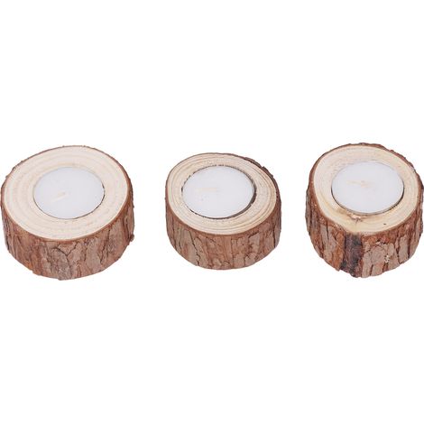 Porte-bougies chauffe-plat en bois (3 pièces) - Bois de hêtre naturel et durable - Convient parfaitement aux bars, chambres et fêtes (1/5)