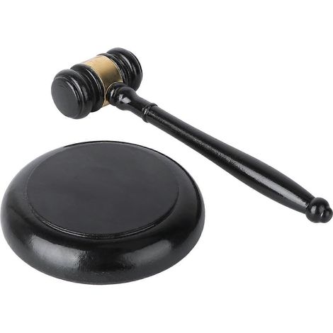 ensemble de marteau de juge en bois avec base, simple et durable, jouet de rôle pour enfants-20X6CM-Black