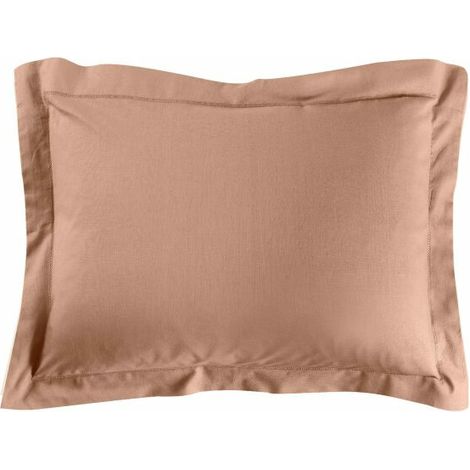 Taie d'oreiller 50 x 70 cm uni 57 fils lina +point bourdon Blush