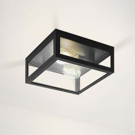 [GEBRAUCHT] B-Ware Eglo Deckenleuchte Lampe Amezola 2-flammig LED dimmbar schwarz 29x29cm IP44 (1/2)