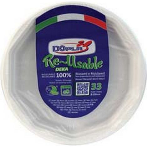 24CF PIATTI PIANI OTTAGONALI REUSE BIANCHI CONFEZIONE PZ.25 - ø mm.220