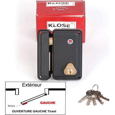 Serrure Monopoint en Applique à Fouillot Verticale 130 x 75 mm - ( idem JPM CISA ) 3 clés 45mm - Gauche