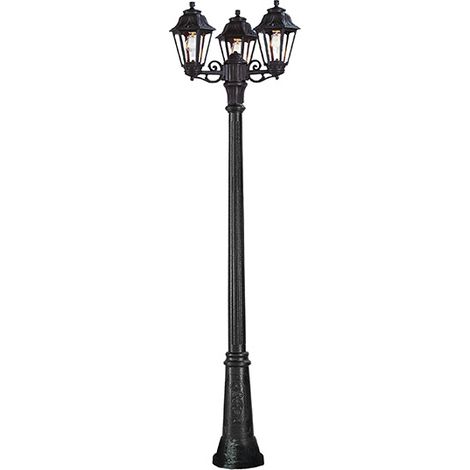 Farola anna 3xe27 8,5w con pulsador cct (3colores) ip55 al.209xd.56cm resina negra