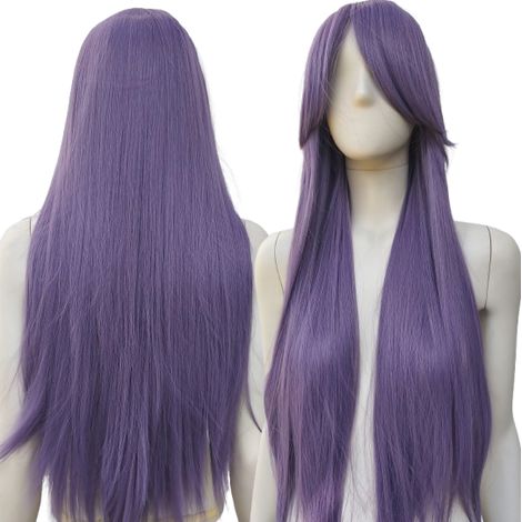 Peluca larga de 100 cm, color morado pastel, estilo gótico pastel. (1/5)