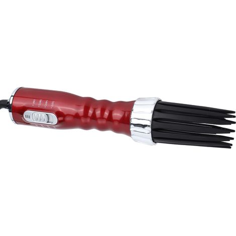 Peigne à air chaud multifonctionnel 550 W, utilisation sur cheveux secs et humides, fer à friser à air chaud, peigne à air chaud réglable à trois vitesses, fer à friser portable, rouge, norme européen (1/5)