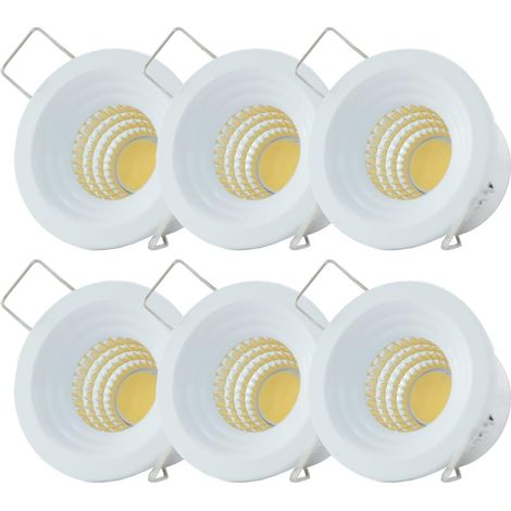 Lot de 6 Mini Spots Encastrés 3 W avec Transformateur Remplaçable Boîtier Intérieur en Aluminium Spots LED Encastrés pour Verrières Balcons éclairage de Plafond