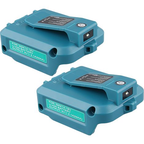 2 Stück Ersatz-Netzteil ADP05, 2-USB-Ladeadapter für Makita LXT Lithium-Ionen-Akkus (14,4 V/18 V), Schnellladekonverter mit LED-Leuchte (1/5)