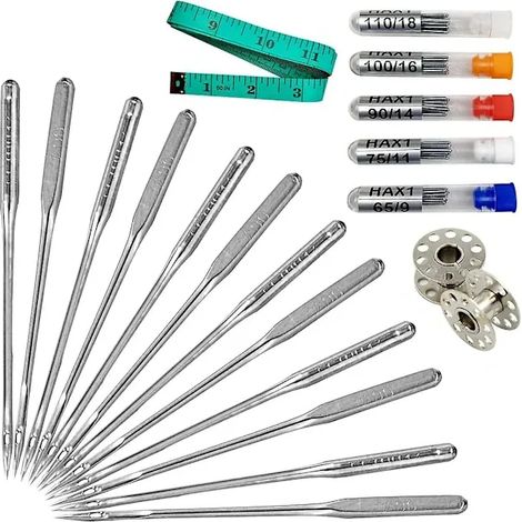 Aiguilles pour machines à coudre, paquet de 50, compatibles avec les machines à coudre Singer, Brother et autres marques domestiques. Norme universelle (1/5)