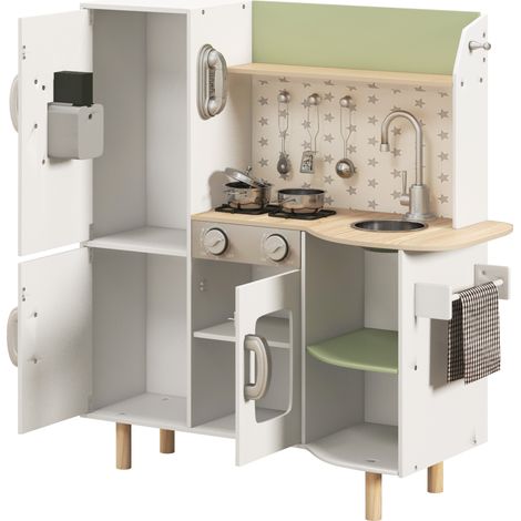 Cuisine enfant jeu d’imitation – Machine à glaçons, évier mobile inox – 84x34x89 cm, blanc – 3-8 ans, éducatif (1/5)