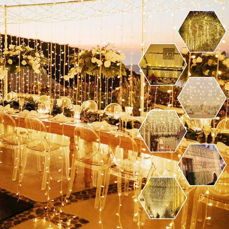 GROOFOO 100M 600 LED Guirlande Lumineuse, 8 Modes d'Éclairage, Carnaval Mariage Extérieur Jardin Intérieur Éclairage, Bande Lumineuse Enfichable (Blanc Chaud) (1/5)