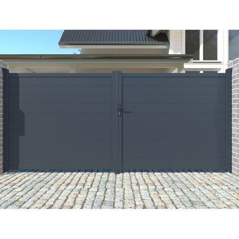 Portail battant aluminium anthracite 350x173 cm Garde (1/5)