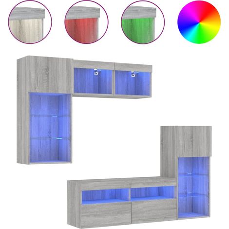 Maison Exclusive - 5-tlg. Wohnwand mit LED-Beleuchtung Grau Sonom