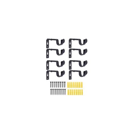 Juego de 8 soportes metálicos ajustables para barras de cortina, color negro, montaje en pared con tornillos para dormitorio y baño - Crezuo