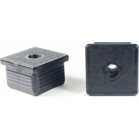Ajile - Embout plastique carré pour tube 40 x 40 mm avec trou fileté diam. 10 mm (M10) (1/3)