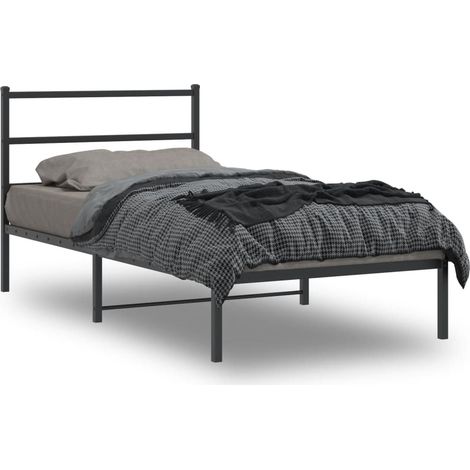 Bettgestell mit Kopfteil Metall Schwarz 100x200 cm (1/5)