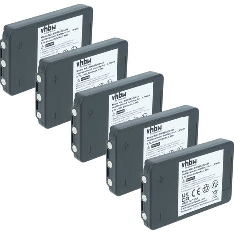 vhbw 5x Akku Ersatz für Autec MHM03, LPM01LI, LPM01 für Industrie-Funkfernsteuerung Fernbedienung (2000 mAh, 3,7 V, Li-Polymer) - Schwarz