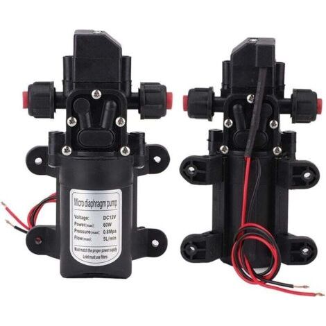 NALOOKAMIC Pompe à Eau Haute Pression, DC 12V 5 L/Min Pompe à Eau Diaphragme Pompe de Pulvérisateur à Amorçage Automatique 116 PSI avec Pinces pour Bateau de Plaisance RV Camping Car (1/3)