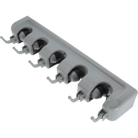 Porte Balai Mural 5 Crochets en Plastique ABS Organisateur de Balai Support de Vadrouille Installation Facile Charge Max 5Kg Rangement Pratique Cuisin