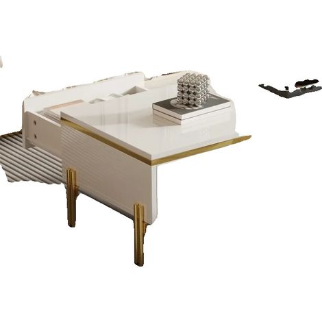 Mesa de centro, acabado moderno de alto brillo, diseño multifuncional, mesa de centro blanca (1/2)