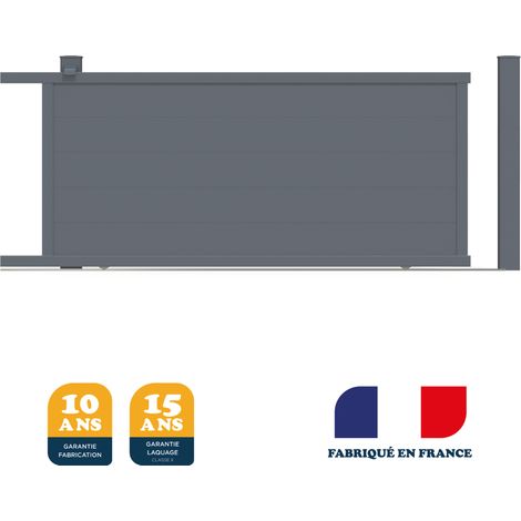 Portail coulissant prêt à poser MARYN Gris 7016 L356 cm X 165cm en aluminium BELTY (1/4)