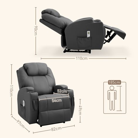 Fauteuil inclinable électrique avec massage et télécommande, fauteuil TV relaxant avec porte-gobelet, siège de détente inclinable pour salon (1/5)