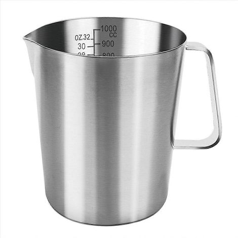 Measuring bidon 1L acier inoxydable verre doseur métal avec poignée avec ounce et ml scale dishwasher sûr lait bidon (1/5)