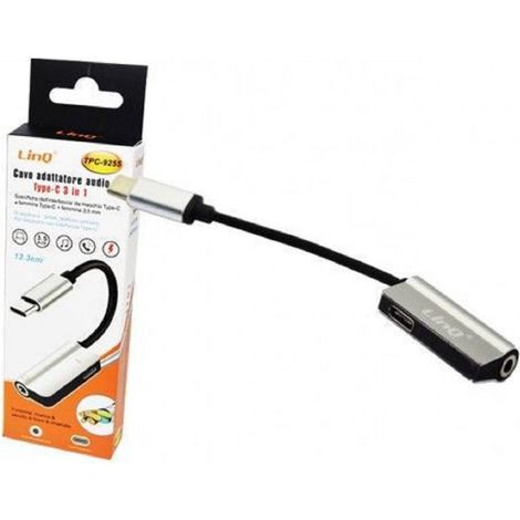Trade Shop - TYP-C 3-IN-1-AUDIO-ADAPTERKABEL AUF KOPFHÖRERBUCHSE + C-AUFLADUNG TPC-9255 -
