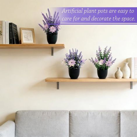 3 Pieces Plantes Artificielles Interieur, Lavande En Pot, Bouquet Fausse Fleur, Fleurs Décoratives Exterieur, Bonsaï Artificiel (1/5)