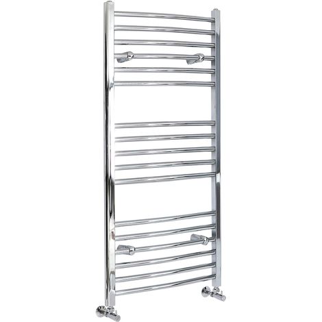 Milano Kent Chrome Curved Bar Heated Towel Rail Radiator - 1200mm x 600mm (1/4)