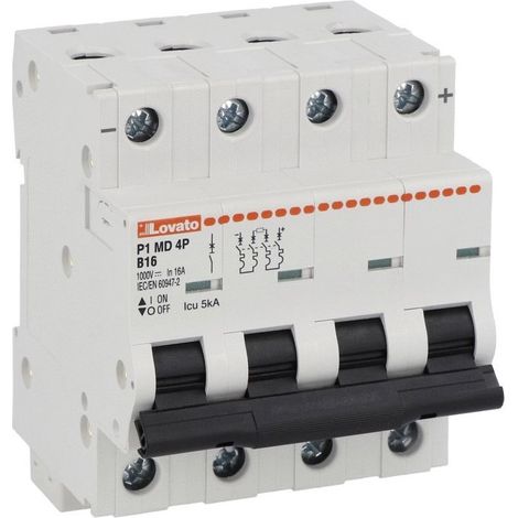 Interruttore magnetotermico per DC B16 5kA 4 moduli Lovato P1MD4PB16