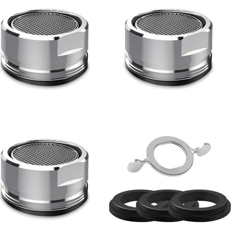 Mousseur Robinet M24 [3 Pièces], Aérateur de Robinet en Acier Inoxydable, Économiseurs d'eau Bubbler de Bain et Cuisine, Livré avec 3 Joints et 1 Clé pour Robinets (1/5)
