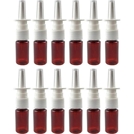 12pcs Brown Plastic Nasal Spray Bottle Refillable Fine Mist Sprayer Small Cosmetic Perfume Storage Container To Use (1/5)
