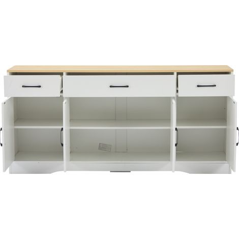 Credenza con 3 Cassetti e 4 Ante, Mobile Contenitore per Soggiorno o Sala da Pranzo, in MDF, 160 × 37 × 75 cm (1/5)
