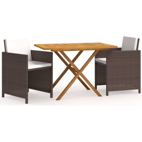 Maison Exclusive - 3-tlg. Garten-Essgruppe mit Kissen Braun