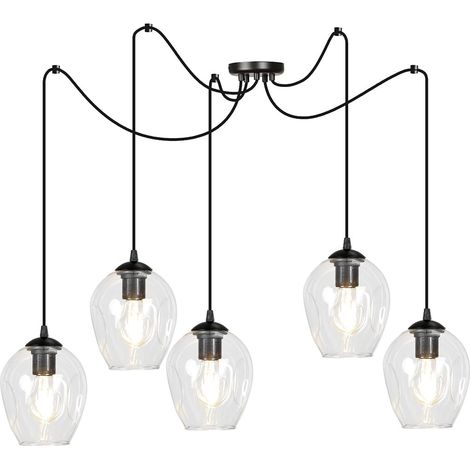 Lampadario Emibig LEVEL spider 5xE27 nero vetro trasparente (1/3)