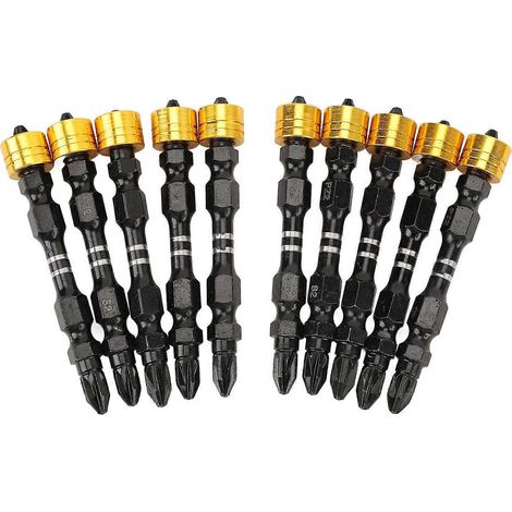 10-teiliges Schraubendreher-Bit-Set aus Ni-Legierungsstahl mit Doppelschlitz, 1/4-Zoll-Schaft, magnetisch, Kreuzschlitz, elektrisch