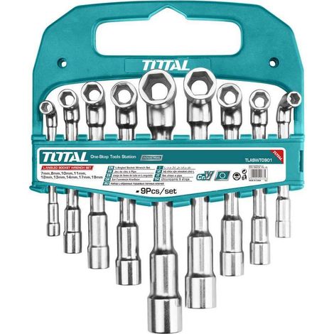 SET CHIAVI A PIPA ESAGONALI 9pz 7-19mm CHIAVI BUSSOLA A L TOTAL TOOLTAK