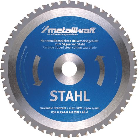 Metallkraft Sägeblatt für Stahl 230 x 2,0 x 25,4 mm Z48, für dünnes Material (1/2)