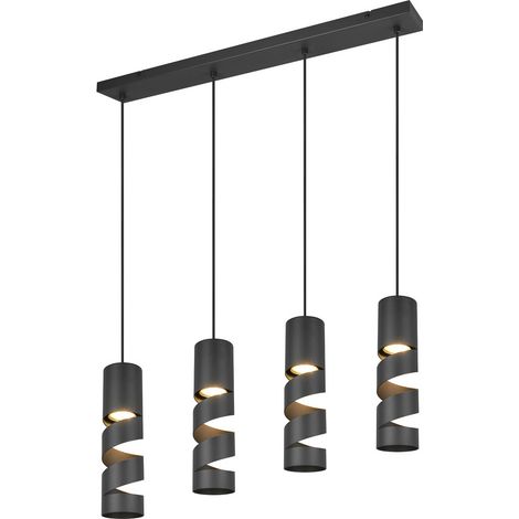 [GEBRAUCHT] B-Ware Trio Lighting Hängelampe Pendelleuchte Stream Schwarz Metall 80cm 4flammig Gu10