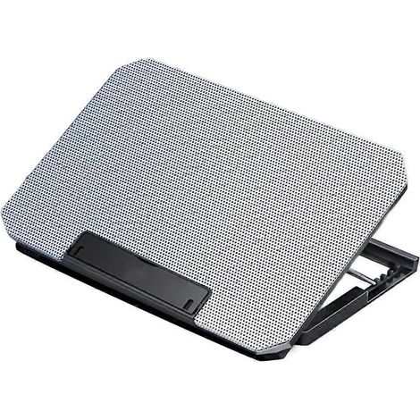 Support de refroidissement pour ordinateur portable gaming 12-16 pouces avec 2 ventilateurs, dissipateur thermique et radiateur argenté. (1/5)