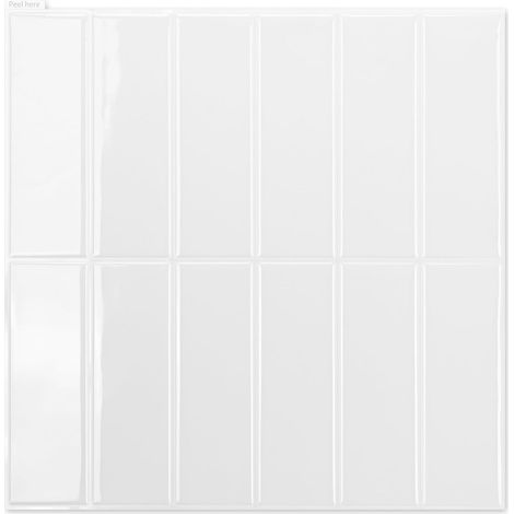 Carrelage Adhésif - 10 Feuilles - Gel 3D Blanc - Résistant Eau Chaleur - Cuisine Salle De Bain - 30x30cm (1/5)