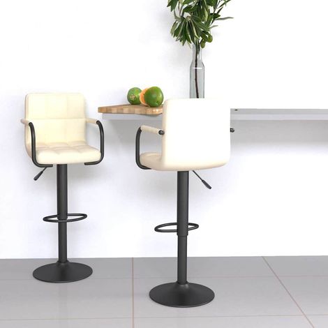 vidaXL Tabourets de bar lot de 2 crème tissu (1/5)